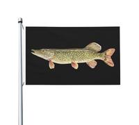 Northern Pike Fish Bandiera Da Giardino Resistente Alle Intemperie Flag Durevole Bandiera Per Balcone Decorazione Festival 90X150Cm