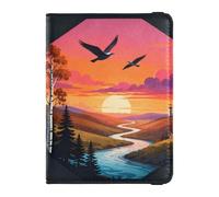 Northern Scenery - Porta passaporto in pelle con design a tema paesaggio settentrionale, per viaggi, sicuro e nascosto, per uomini, Aurora settentrionale Paesaggio, Taglia unica, Moda