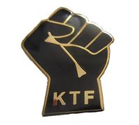Northern Soul K T F - Spilla smaltata a forma di pugno, 2 x 2,5 cm, colore: Nero/Oro