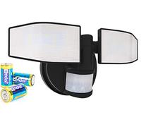 Northpoint Faretto LED a batteria con sensore di movimento, regolabile, 400 lumen, resistente agli spruzzi, 5000 K, bianco freddo, 3 batterie C (nero)