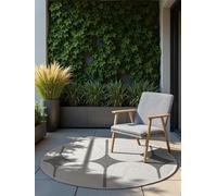 NORTHRUGS Bowen, tappeto rotondo e moderno, moderno, con design ad arco, resistente alle intemperie e ai raggi UV, per balcone, terrazza, giardino, colore bianco e nero, diametro 160 cm