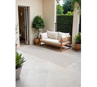 NORTHRUGS Kona Tappeto classico per interni ed esterni, in tessuto piatto classico, reversibile, resistente alle intemperie e ai raggi UV, per balcone, terrazza, giardino, bianco, grigio, 80 x 250 cm