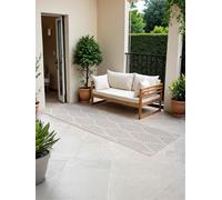 NORTHRUGS Liora Tappeto moderno per interni ed esterni, in tessuto piatto, reversibile, con design floreale, resistente alle intemperie e ai raggi UV, per balcone, terrazza, giardino, bianco, grigio