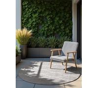 NORTHRUGS Liora - Tappeto rotondo e moderno, moderno, con design floreale, resistente alle intemperie e ai raggi UV, per balcone, terrazza, giardino, bianco, grigio, diametro 160 cm