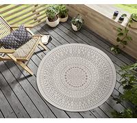 Northrugs Porto - Tappeto rotondo reversibile, impermeabile, motivo mandala, resistente alle intemperie, per balcone, terrazza, giardino, soggiorno in line, diametro 100 cm