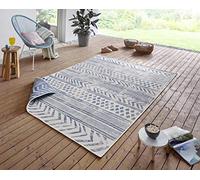 NORTHRUGS Tappeto Biri per interni ed esterni, 80 x 150 cm, resistente alle intemperie, stile bohémien, design vintage, per balcone, terrazza, giardino, giardino d'inverno, soggiorno, impermeabile, colore blu, crema