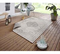 NORTHRUGS Tappeto Cebu per interni ed esterni, 120 x 170 cm, resistente alle intemperie, stile orientale, vintage, per balcone, terrazza, giardino, giardino d'inverno, soggiorno, impermeabile, grigio