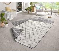 NORTHRUGS Tappeto Malaga per interni ed esterni, 160 x 230 cm, resistente alle intemperie, moderno motivo geometrico, per balcone, terrazza, giardino, giardino d'inverno, cucina, soggiorno, impermeabile, grigio crema