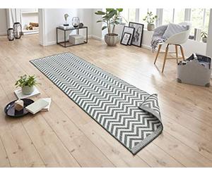 NORTHRUGS Tappeto Palma per interni ed esterni, 80 x 350 cm, resistente alle intemperie, design moderno a zig-zag, per balcone, terrazza, giardino, giardino d'inverno, soggiorno, impermeabile, verde,