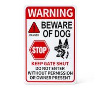 NorthSpoor 1 confezione di cartelli con scritta "Beware of Dog", 30 x 20 cm, riflettente, in metallo, con scritta "Beware of Dog for Fence, Do Not Enter", ideale per decorare le pareti del giardino e