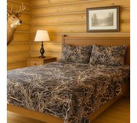Northwest Realtree 4-Piece Full Sheet Set, 1 Fitted Sheet, 1 Flat Sheet, 2 Pillowcases, Camo Bedding, Cabin Sheets, MAX 7