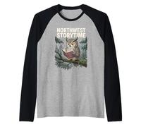 Northwest Storytime Rainy Day Reading Pacific Owl Life Book Maglia con Maniche Raglan