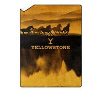 Northwest Yellowstone - Coperta oversize in sherpa effetto seta, 152,4 x 203,2 cm, motivo: cavalli selvatici