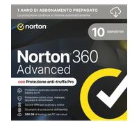 Norton 360 Advanced | 10 dispositivi | 1 anno | Con 200 GB di backup nel cloud