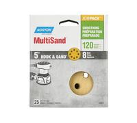 Norton 49221 - Dischi con gancio e anello P120, 8 fori, confezione da 25