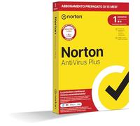 Norton Antivirus Plus 2025, 1 dispositivo,15 mesi rinnovo automatico,prodotto fisico