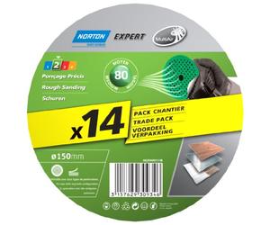 Norton - Dischi abrasivi Expert, 150 x 18 mm, grana 80 (Confezione da 14)
