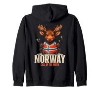 Norvegia Alce Bandiera Norvegese Natura Cultura Nordica Felpa con Cappuccio