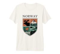 Norvegia Aurore Boreali Alce Montagne Nave Vichinga Blasone Maglietta Premium