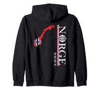 Norvegia - Coordinate del Cerchio Polare Norvegese - Bandiera della Mappa Norvegese Felpa con Cappuccio