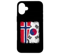 Norvegia Corea del Sud Mezza bandiera Norvegese Corea del Sud Custodia per iPhone 16 Plus