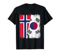 Norvegia Corea del Sud Mezza Bandiera Norvegese Corea del Sud Maglietta