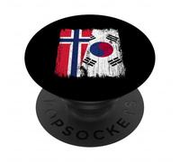 Norvegia Corea del Sud Mezza bandiera Norvegese Corea del Sud PopSockets PopGrip Adesivo