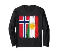 Norvegia Kurdistan Half Flag Norwegian Kurdish Heritage Jersey Maglia a Manica
