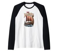 Norvegia Nave Lunga vichinga Norse Heritage Scandinavian Maglia con Maniche Raglan