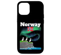 Norvegia souvenir Aurora Borealis Puffin Colony luci polari Custodia per iPhone 12/12 Pro