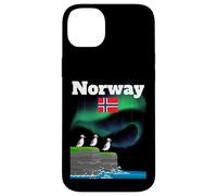 Norvegia souvenir Aurora Borealis Puffin Colony luci polari Custodia per iPhone 14 Plus