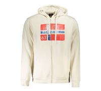 Norway 1963 White Cotton Men Sweater with Hood and Pockets - L