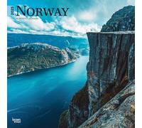 Norway 2025 - Calendario da parete, 12 x 24 pollici, Monthly Square, in plastica, senza browntrout Travel Europe Scandinavian Fjords