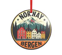 Norway Bergen Houses - Decorazione natalizia a forma di cuore, in acrilico, da appendere, per albero di Natale, casa e feste
