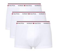 NORWAY NAUTICAL SCHOOL Boxer Uomo Cotone Elasticizzato, Confezione da 3 Pezzi, Intimo Traspirante e Morbido, vestibilità Perfetta (IT, Testo, L, Regular, Regular, Bianco)