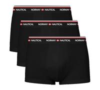 Norway Nautical School Boxer Uomo Cotone Elasticizzato, Confezione da 3 Pezzi, Intimo Traspirante e Morbido, vestibilità Perfetta (IT, Testo, L, Regular, Regular, Nero)