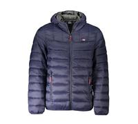 Norway Nautical School, Piumino da Uomo, Giubbino da Uomo, Giacca Uomo 100gr, Con Cappuccio e Zip, Antivento, Traspirante, Leggera, Calda (IT, Testo, XXL, Regular, Regular, Blu Navy)