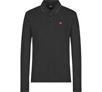 NORWAY NAUTICAL SCHOOL, Polo Uomo Manica Lunga, 100% Cotone Pettinato, 200 gsm, Colletto e Tre Bottoncini, Stile Sportivo con Logo Ricamato Lato Cuore (IT, Testo, S, Regular, Regular, Nero)