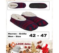 Norweger-Hausschuhe Herren-42-47-Hüttenschuhe-Pantoffeln-Dunkelblau-Rot