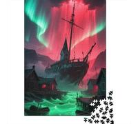 Norwegian Aurora Puzzle Da 1000 Pezzi, Aurora Geometria Dinamica, Attività Catartica, Opera Da Esporre 1000pcs (75x50cm)