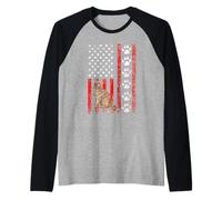 Norwegian Forest Cat 4th of July Patriotic American Flag Maglia con Maniche Raglan