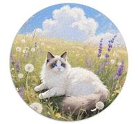 Norwegian Forest Cat Rundes 1000 Puzzle Animals Rundes Puzzle Familienpuzzle Erwachsene Anspruchsvoll Für Erwachsene Kinder Reisegeschenke 1000pcs (67.5x67.5cm)