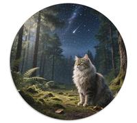 Norwegian Forest Cat Rundes 1000 Puzzle Animals Rundes Puzzle Familienpuzzle Stressabbau-Spielzeug Für Erwachsene Reisegeschenke 1000pcs (67.5x67.5cm)
