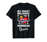 Norwegian Queen Norwegian Wife Girlfriend Norway Flag Maglietta