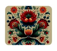 Norwegian Rosemaling Folk Style Flower Mouse Pad Piccolo Tappetino per Mouse Bordi Cuciti Mousepad per Computer Ufficio Accessori Scrivania 25X30Cm