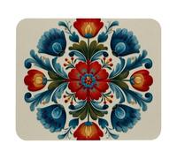 Norwegian Rosemaling Folk Style Flower Mousepad Lavabile Tappetino per Mouse Bordi Cuciti Mouse Pad per Accessori Scrivania Casa Gaming 25X30Cm