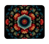 Norwegian Rosemaling Folk Style Flower Mousepad Piccolo Tappetino per Mouse Bordi Cuciti Mouse Pad per Ufficio Laptop Lavoro 25X30Cm