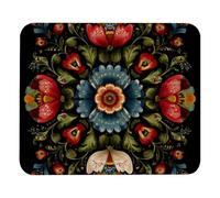 Norwegian Rosemaling Folk Style Flower Mousepad Piccolo Tappetino per Mouse Comodo Mouse Pad per Accessori Scrivania Casa Gaming 25X30Cm