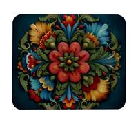Norwegian Rosemaling Folk Style Flower Mousepad Portatile Tappetino per Mouse Antiscivolo Mouse Pad per Casa Laptop Lavoro 25X30Cm