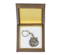 Norwich Terrier - Argentato Portachiavi Con Cane IN Una Scatola Regalo